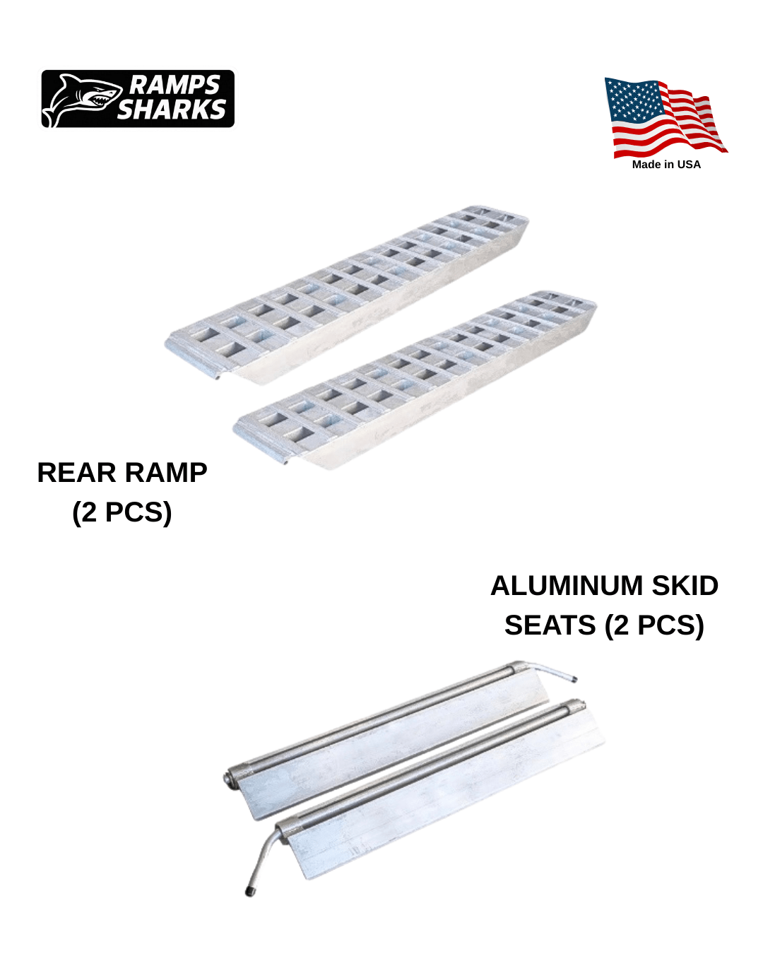Heavy Duty Aluminum Loading Ramp Kit 18 in x 8 ft Single Axle 23500 lb Capacity