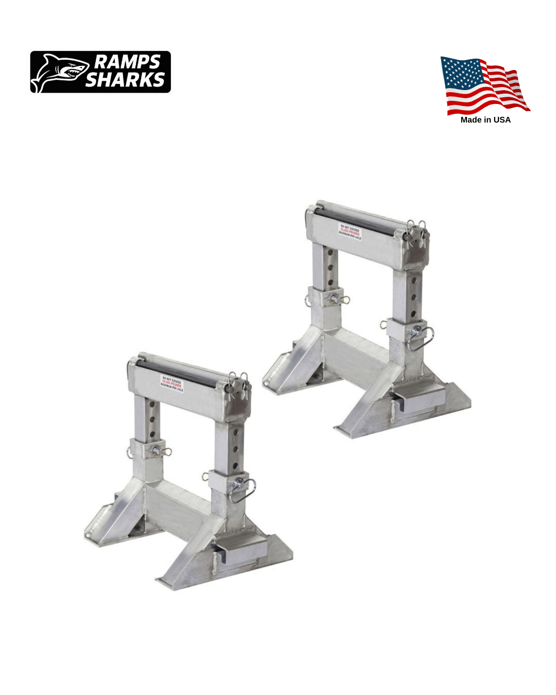 Adjustable Heavy Duty Ramp Support Stands 18 in to 24 in One Pair 23500 lb Capacity