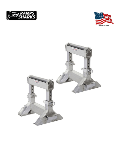 Adjustable Heavy Duty Ramp Support Stands 18 in to 24 in One Pair 23500 lb Capacity