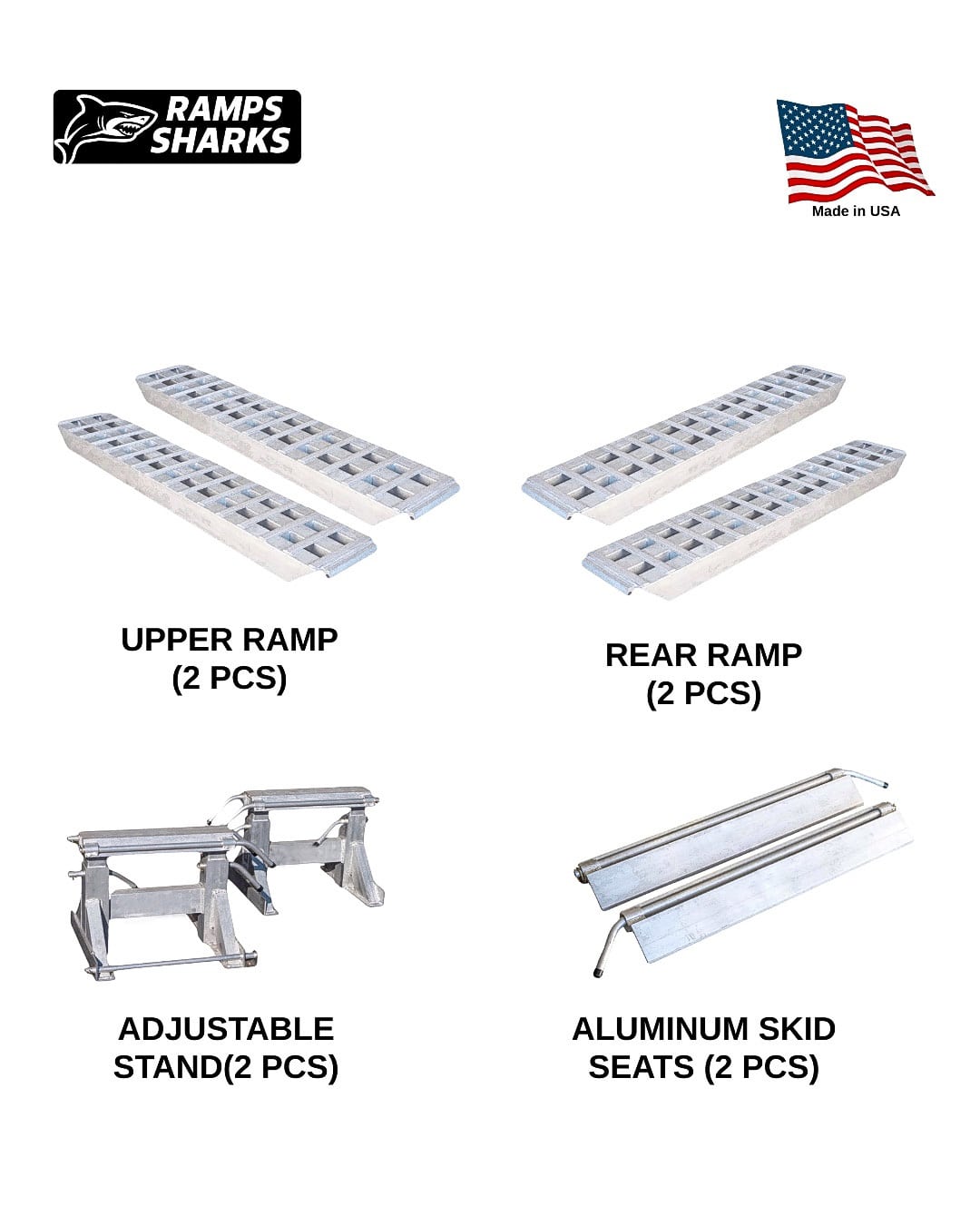 Aluminum Double Loading Ramp Kit 18 in x 16 ft 23500 lb Capacity