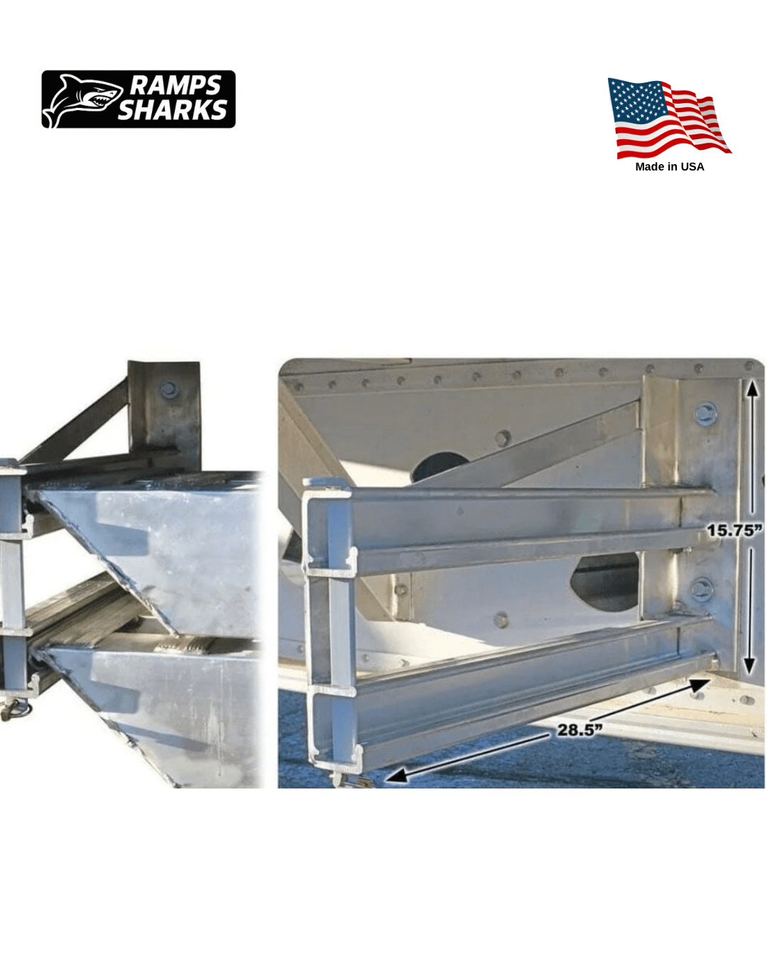 Bolt On Ramp Hanger Bracket Set for Storing Two 5 in Semi Trailer Loading Ramps