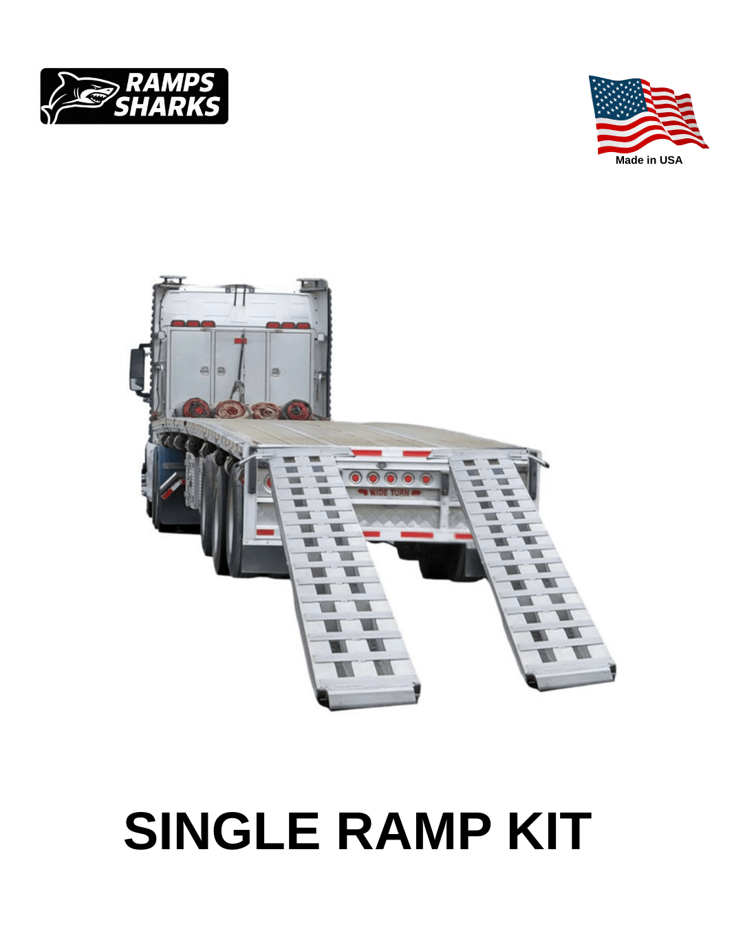 Heavy Duty Aluminum Loading Ramp Kit 18 in x 8 ft Single Axle 23500 lb Capacity